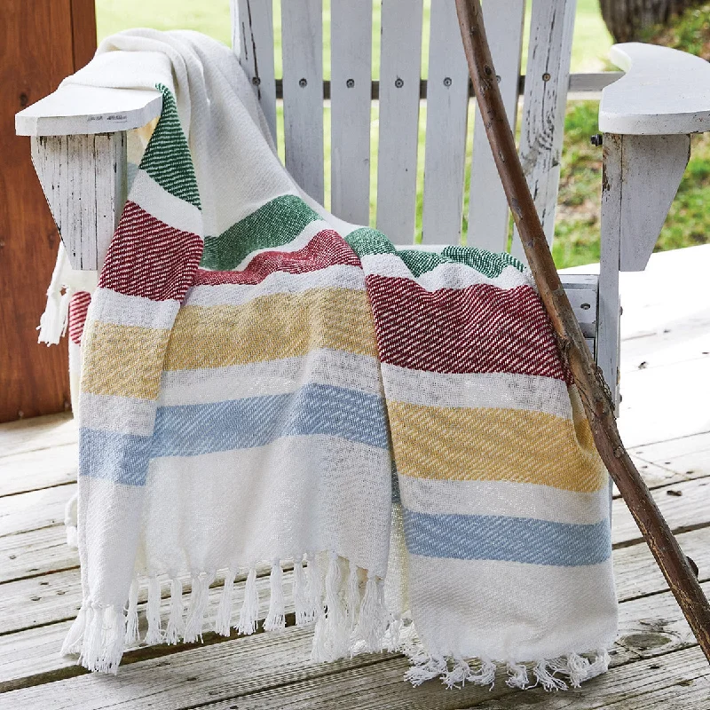Microfiber blankets that are durable and easy to care forCamp Stripe Throw