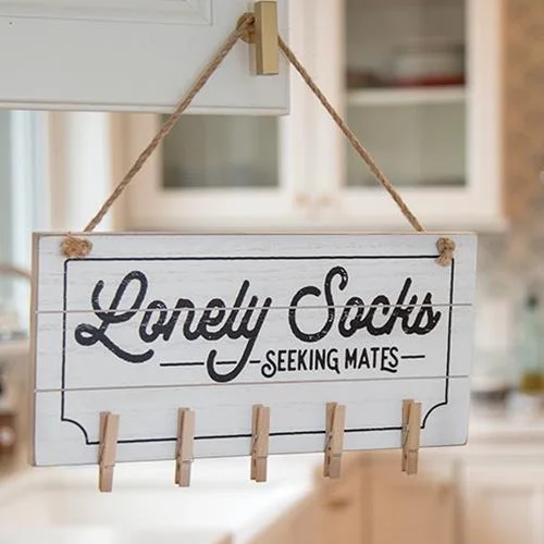 Bed skirts with a modern art - inspired printLonely Socks Seeking Mates Shiplap Clip Sign