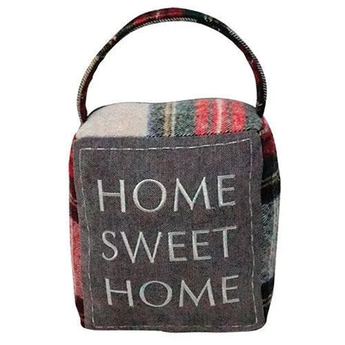 Bed skirts with a contemporary styleRed & Gray Plaid "Home Sweet Home" Doorstop