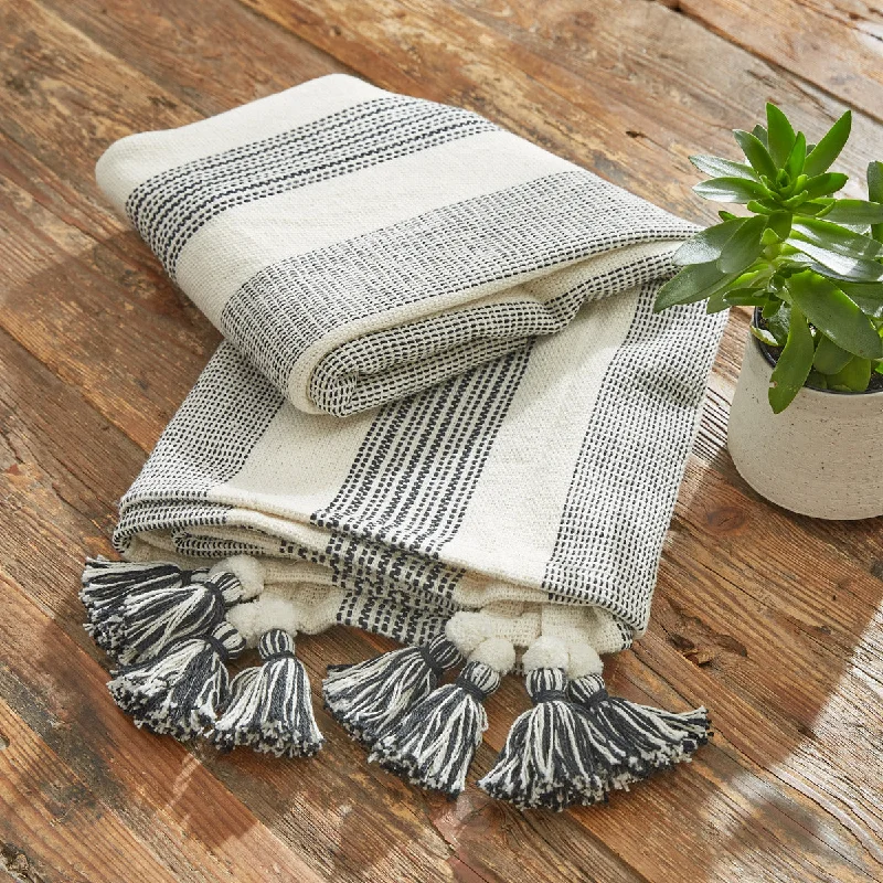 Recycled polyester blankets for an eco - conscious optionRaven Stripe Throw