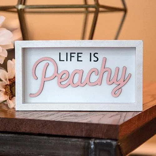 Bed skirts with a geometric print for a modern aestheticLife is Peachy Box Sign