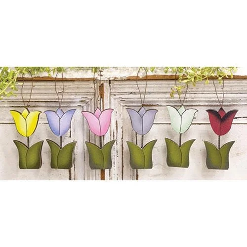 Bed skirts with a jacquard weave for a textured look6/Set Springy Tulip Ornaments