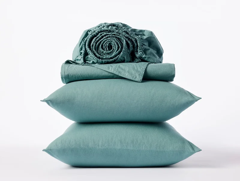 Soft and Fluffy Pillows for Bedroom ComfortOrganic Crinkled Percale™ Sheet Set - Renewed
