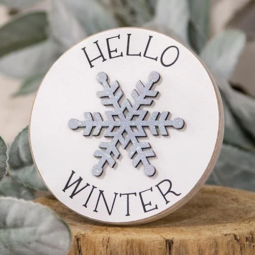 Bed skirts with a retro - style patternHello Winter Snowflake Circle Easel Sign