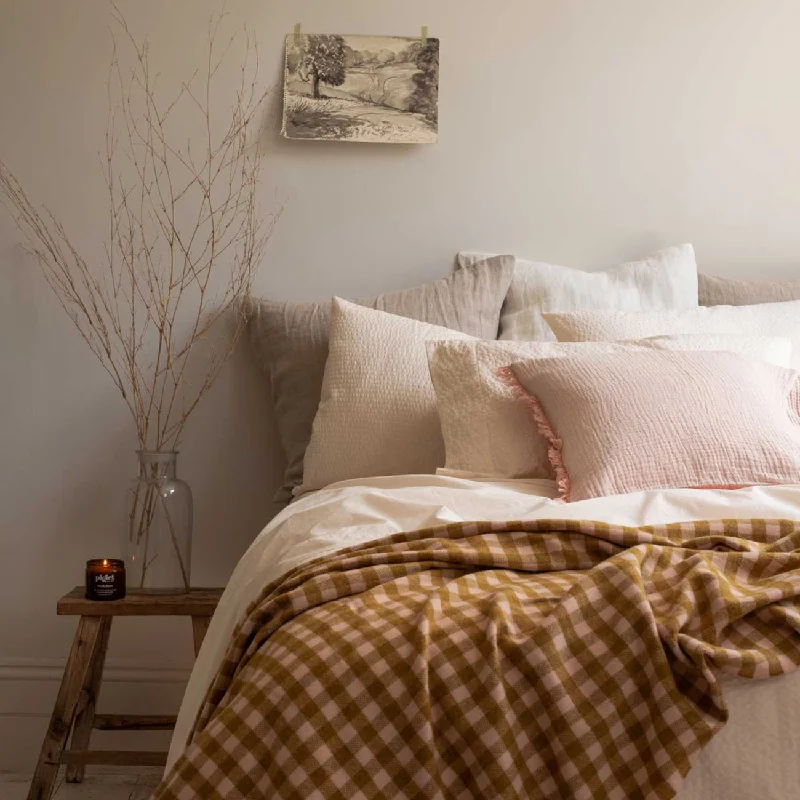King - size blankets to cover large beds comfortablyOchre Gingham Wool Blanket