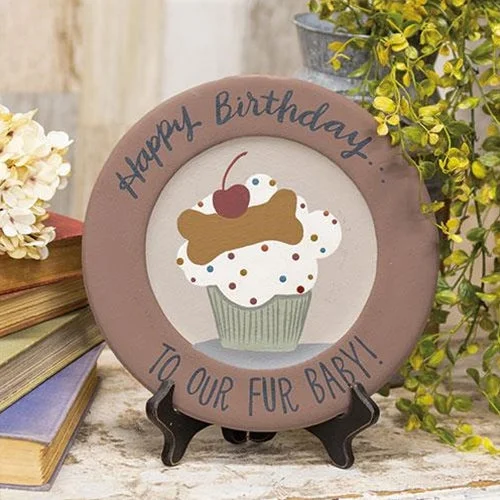 Bed skirts with a retro - style patternHappy Birthday to Our Fur Baby Plate