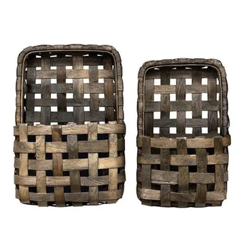 Bed skirts with a tie - back design for adjustability2/Set Aged Tobacco Wall Pocket Baskets Bed skirts with a tie - back design for adjustability2/Set Aged Tobacco Wall Pocket Baskets