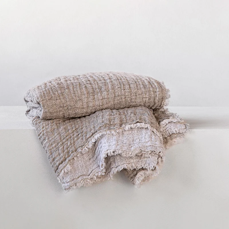 Cotton blankets for breathability and a lightweight feelCrush Double Linen Throw Blanket  - Petra/Kali