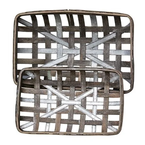 Bed skirts with a satin finish for a shiny appearance2/Set Gray Wash Rectangle Tobacco Baskets w/Metal Strips Bed skirts with a satin finish for a shiny appearance2/Set Gray Wash Rectangle Tobacco Baskets w/Metal Strips