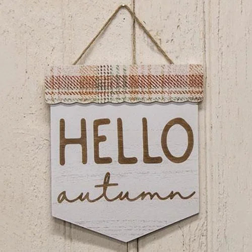Bed skirts in bold colors for a statement - making lookHello Autumn Plaid Wood Pennant Sign Bed skirts in bold colors for a statement - making lookHello Autumn Plaid Wood Pennant Sign