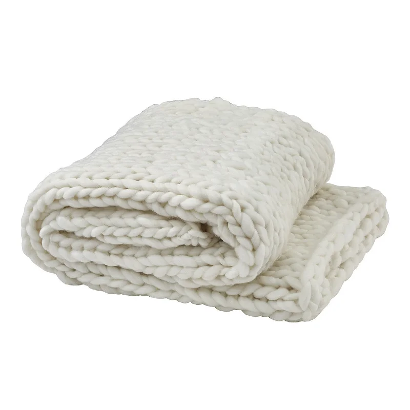 Recycled polyester blankets for an eco - conscious optionChunky Knit Throw - White