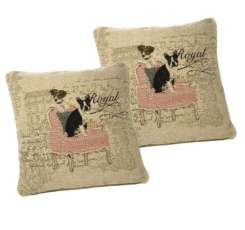 Lumbar Support Pillows for Car SeatsDaDa Bedding Set of 2-Pieces Royal Dogs Bulldog Beagle Tapestry Throw Pillow Covers w/ Inserts, 18" x 18" Lumbar Support Pillows for Car SeatsDaDa Bedding Set of 2-Pieces Royal Dogs Bulldog Beagle Tapestry Throw Pillow Covers w/ Inserts, 18" x 18"