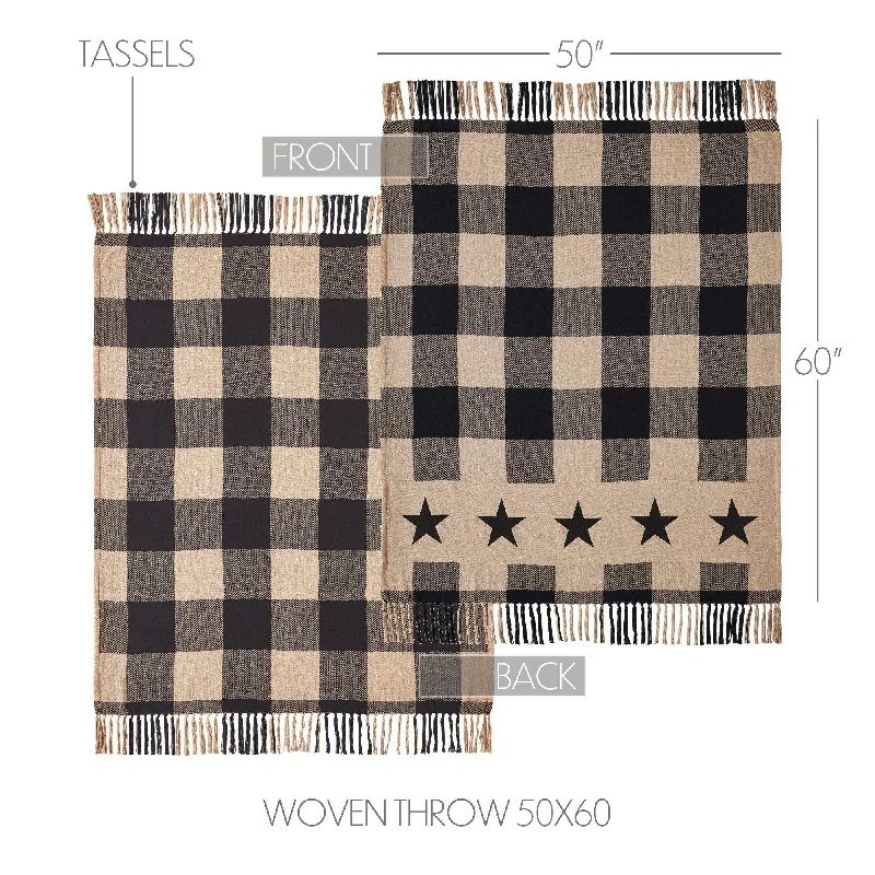 Soft and Fluffy Pillows for Bedroom ComfortBlack Check Star Woven Throw 50x60