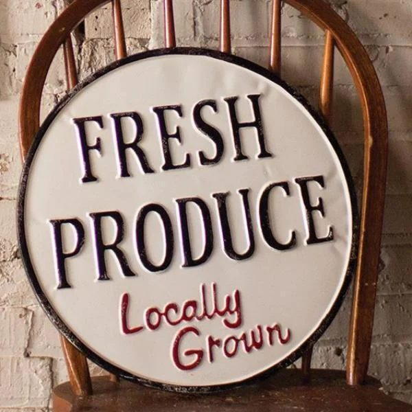 Bed skirts with a geometric print for a modern aestheticFresh Produce Metal Sign
