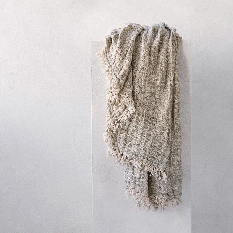 Synthetic fiber blend blankets for a budget - friendly choiceCrush Linen Throw Blanket - Argent Melange