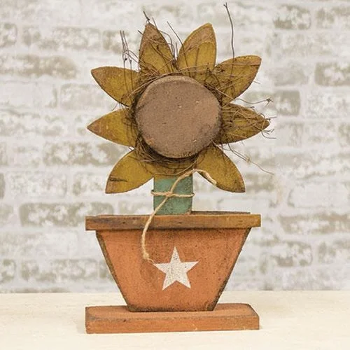 Bed skirts with a bohemian - inspired patternPotted Wood Sunflower on Base 16.5"H