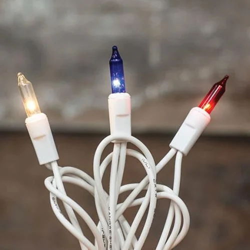 Bed skirts with a wrinkle - resistant fabric^^Patriotic Lights White Cord 35 ct.