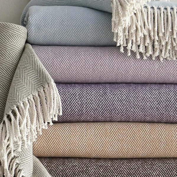 Recycled polyester blankets for an eco - conscious optionCeline Herringbone Throw