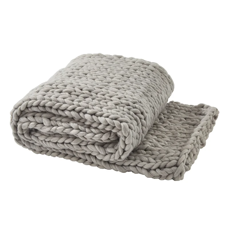 Cotton blankets for breathability and a lightweight feelChunky Knit Throw - Fog