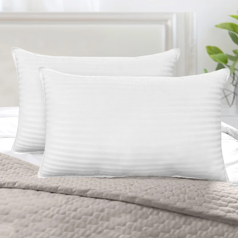 Cotton Pillows for Natural ComfortElegant Comfort Retreat Stripe Cotton Shell Hotel Pillows, Gel-Infused Filling - Set of 2 Cotton Pillows for Natural ComfortElegant Comfort Retreat Stripe Cotton Shell Hotel Pillows, Gel-Infused Filling - Set of 2