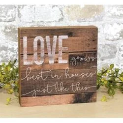 Bed skirts with a herringbone pattern for a sophisticated look*Love Grows Best Box Sign