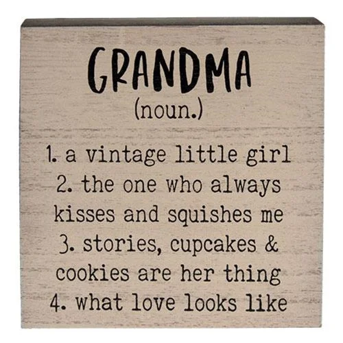 Bed skirts with a geometric print for a modern aestheticGrandma Definition Box Sign