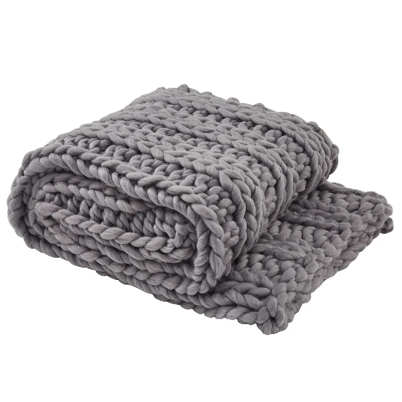 Synthetic fiber blend blankets for a budget - friendly choiceChunky Ribbed Knit Throw - Sharkskin