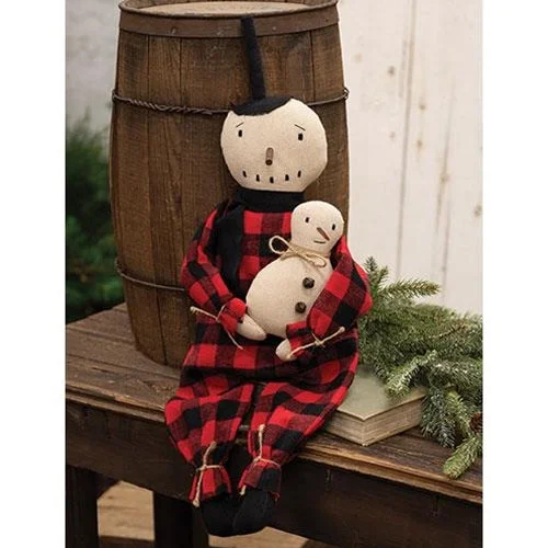 Bed skirts with a jacquard weave for a textured lookSnowman & Baby Buffalo Check Pajamas Doll Bed skirts with a jacquard weave for a textured lookSnowman & Baby Buffalo Check Pajamas Doll