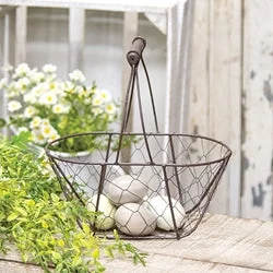 Bed skirts with a geometric print for a modern aestheticChicken Wire Oval Basket w/Handle