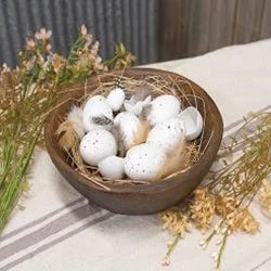Bed skirts with a multi - colored patternWhite Speckled Eggs in Box