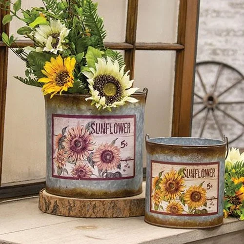 Bed skirts with a soft fleece lining for added comfort2/Set Distressed Galvanized Sunflower Buckets Bed skirts with a soft fleece lining for added comfort2/Set Distressed Galvanized Sunflower Buckets