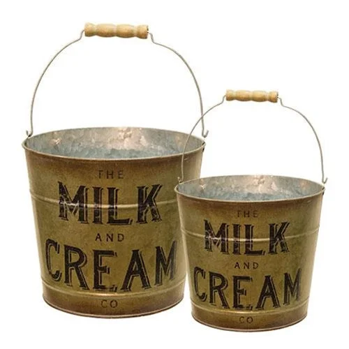 Linen bed skirts for a natural and rustic feel2/Set Milk & Cream Buckets