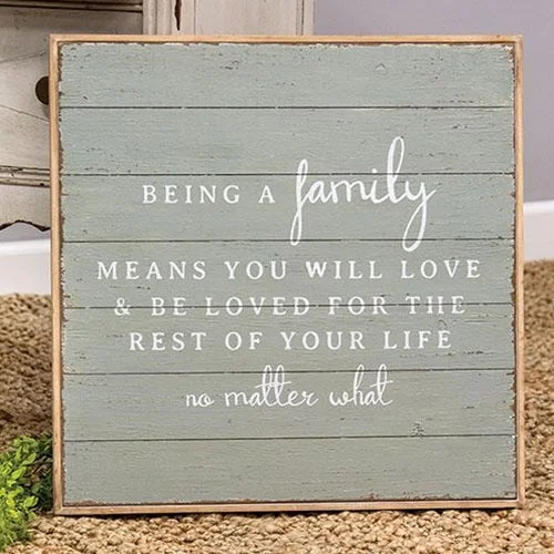 Bed skirts with a ruffled tiered designBeing A Family Distressed Shiplap Sign