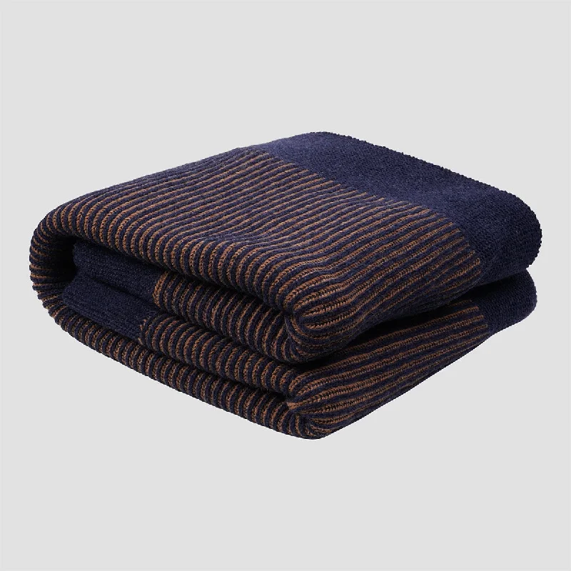 King - size blankets to cover large beds comfortablyNavy Striped Knitted Throw