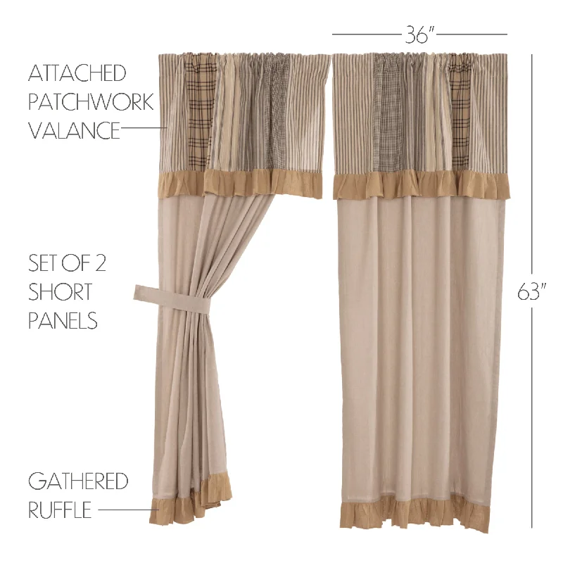 Floral - printed bed skirts for a feminine touchSawyer Mill Charcoal Chambray Solid Short Panel with Attached Patchwork Valance Set of 2 63x36