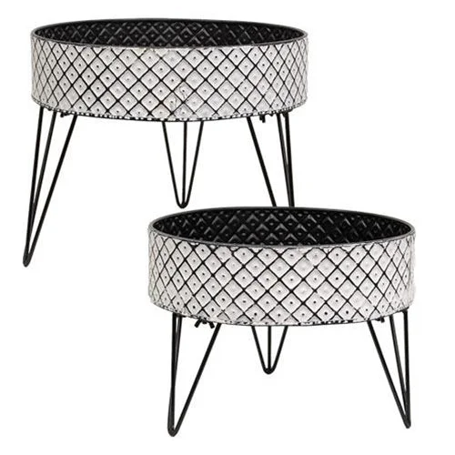 Bed skirts with a beach - themed print2/Set Short Metal Boho Buckets on Stands
