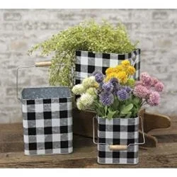Bed skirts with a mermaid - themed print3/Set Black Buffalo Check Buckets