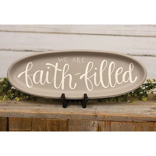 Bed skirts in pastel shades for a delicate lookWe Are Faith-Filled Oval Tray