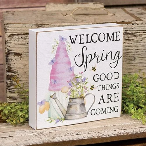 Bed skirts with a high - thread count for a quality feelWelcome Spring Good Things Are Coming Box Sign Bed skirts with a high - thread count for a quality feelWelcome Spring Good Things Are Coming Box Sign
