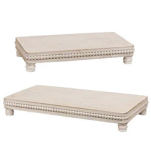 Bed skirts with a nautical theme2/Set Beaded White Wood Platters