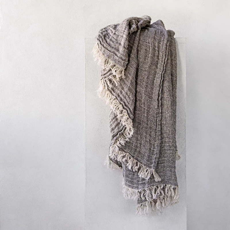 King - size blankets to cover large beds comfortablyCrush Linen Throw Blanket - Tempest Melange