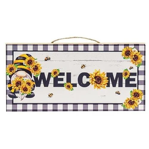 Bed skirts with a tie - back design for adjustabilitySunflower Gnome Welcome Sign