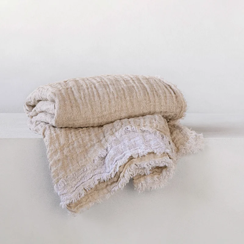 Queen - size blankets for standard - sized bedsCrush Double Linen Throw Blanket - Ayrton/Sable