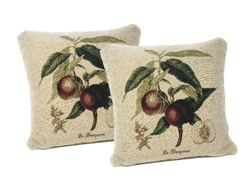 Adjustable Pillows for Customized ComfortDaDa Bedding Set of 2-Pieces Nectarine Fruits Garden Tapestry Throw Pillow Covers w/ Inserts - 18" x 18"