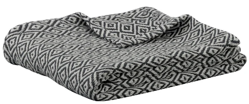 Recycled polyester blankets for an eco - conscious optionCharcoal/Natural Diamond Throw