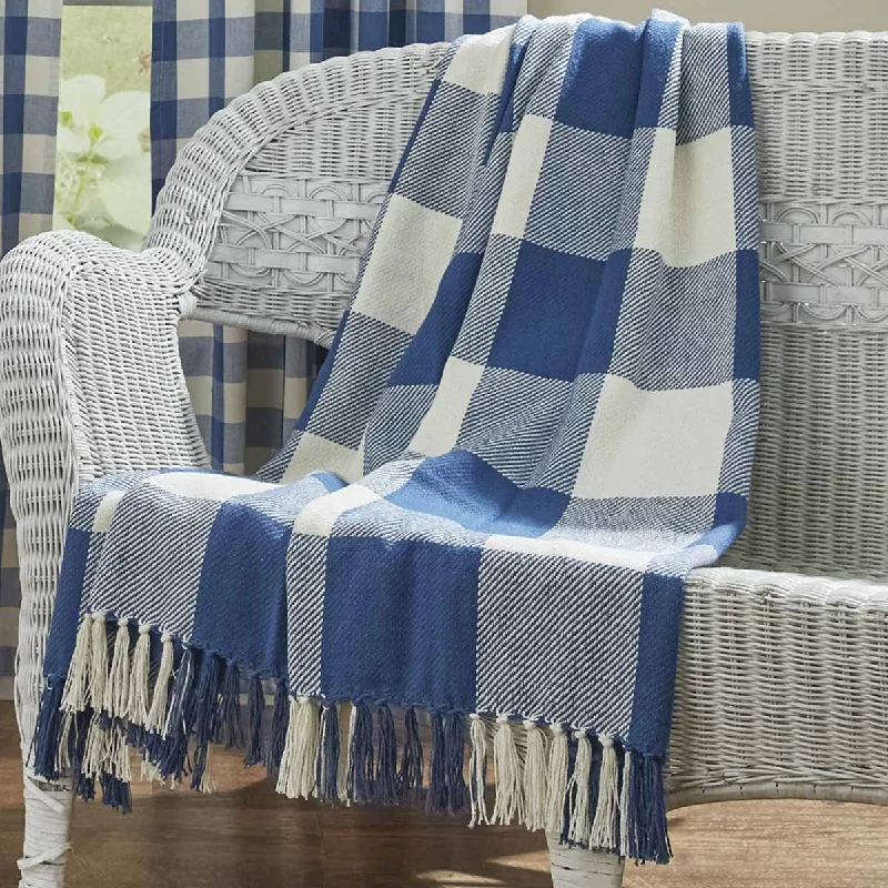 Alpaca wool blankets for a hypoallergenic and warm optionWicklow Check Throw - China Blue