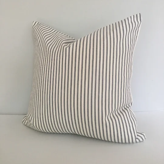 Lumbar Support Pillows for Car SeatsGray Ticking Stripe Throw Pillow Cover 6 Sizes Available Lumbar Support Pillows for Car SeatsGray Ticking Stripe Throw Pillow Cover 6 Sizes Available