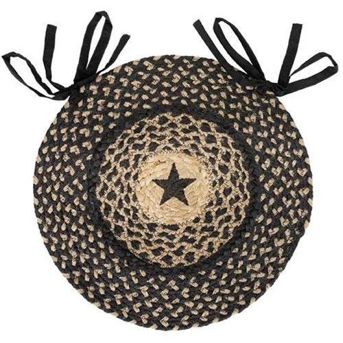 Full - size bed skirts with a gathered fabricBraided Black Star Jute Chair Pad