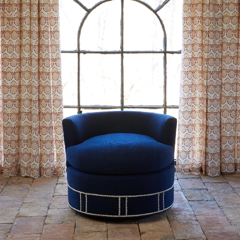Velvet Pillows for a Touch of EleganceRound Swivel Chair in Bijal Indigo