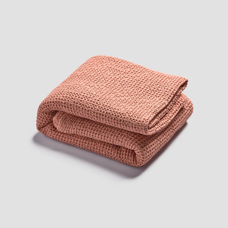 Synthetic fiber blend blankets for a budget - friendly choicePink Clay Waffle Cotton Throw Synthetic fiber blend blankets for a budget - friendly choicePink Clay Waffle Cotton Throw